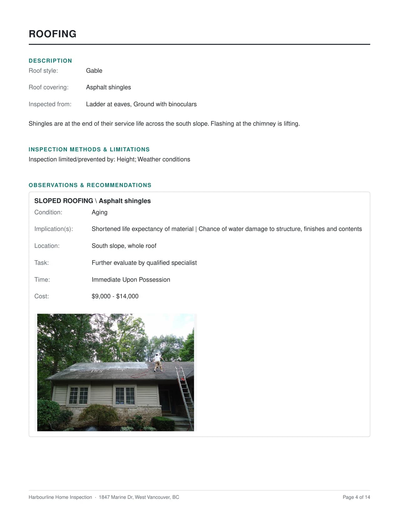 A page of the exported report PDF.