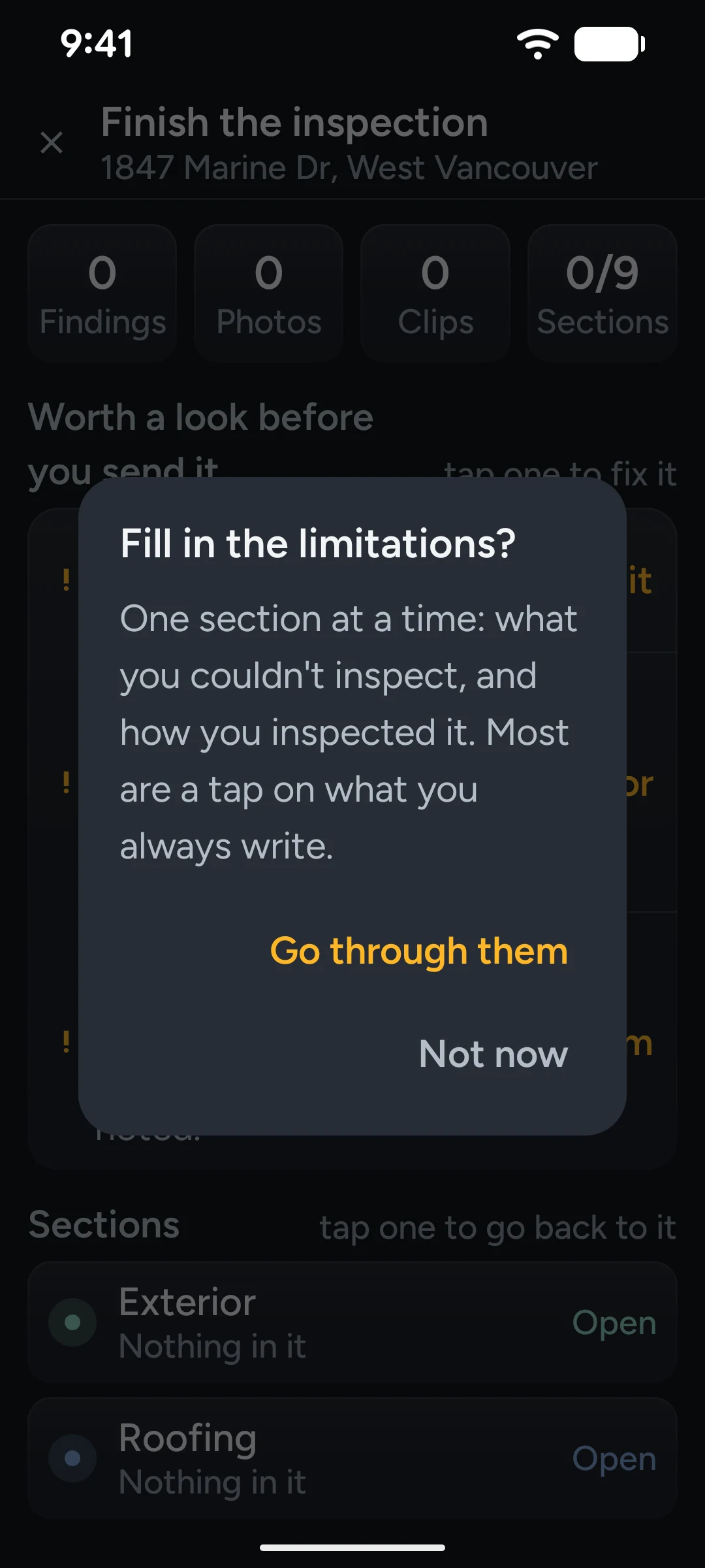 Kensa app: finished, on the phone.